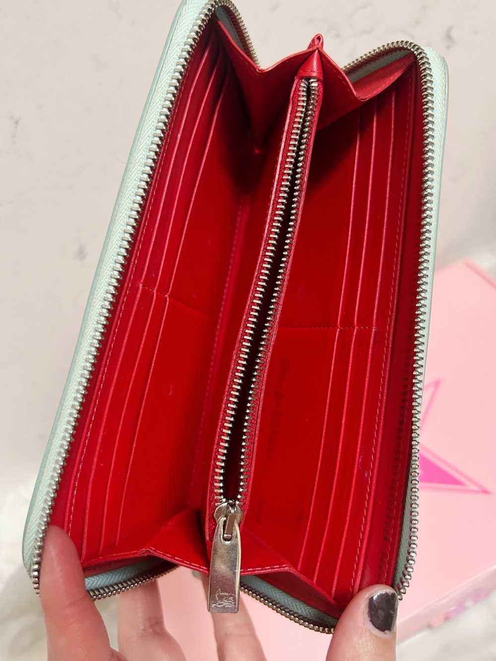 Authentic Christian Louboutin RARE Pastel Panettone Spike Continental Zip Wallet - Picture 8 of 13